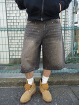 平成标志水钻牛仔短裤