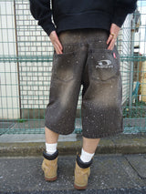 平成标志水钻牛仔短裤