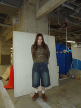 平成标志水钻牛仔短裤