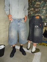 平成标志水钻牛仔短裤