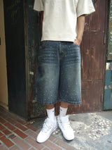 9090 × pH-1 水鑽牛仔短褲