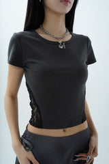 back lace ribbon tee