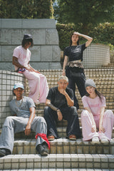 tribal logo double knee sweatpants