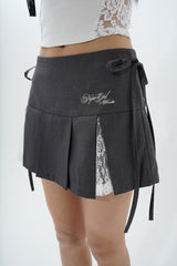 Lace Ribbon PLEATED SKIRT