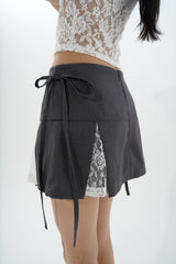 Lace Ribbon PLEATED SKIRT