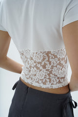 back lace ribbon tee