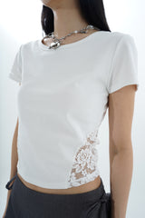 back lace ribbon tee