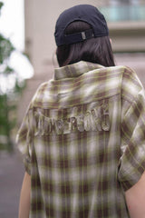 ombre檢查襯衫半袖