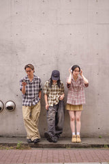 ombre檢查襯衫半袖