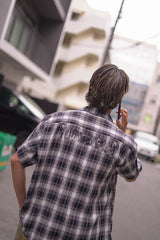 ombre檢查襯衫半袖