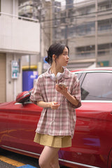 ombre檢查襯衫半袖