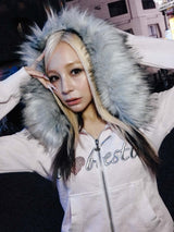 我愛最好的朋友毛絨拉鍊連帽衫