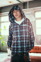 Check hooded shirt