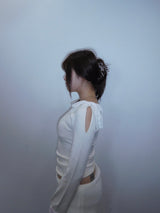 Lace ribbon tops(Knit tops)