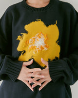 Inside-Out Flower Motif Cotton Sweater