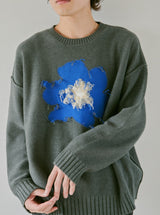 Inside-Out Flower Motif Cotton Sweater