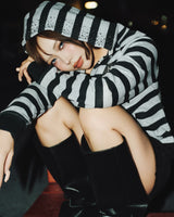 Cross Patch Striped Zip Hoodie