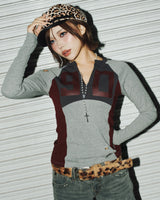 V넥 슬림 넘버드 티