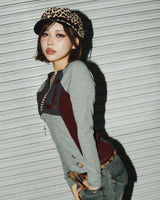 V넥 슬림 넘버드 티