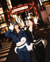 Ninety Girl Rhinestone Fur Zip Hoodie