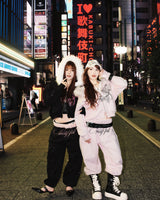 Cross Logo glitter Fur Zip Hoodie