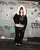 Cross Logo glitter Fur Zip Hoodie