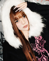 Cross Logo glitter Fur Zip Hoodie
