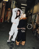 90 Logo Glitter Fur Zip Hoodie