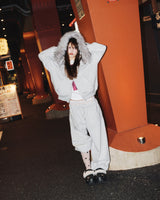 90 Logo Glitter Fur Zip Hoodie