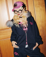 90 Logo Glitter Fur Zip Hoodie