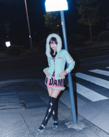 Waist-Defined Fur Zip Hoodie