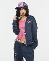 90 Logo Glitter Zip Hoodie