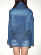 WASHED BELT DENIM JACKET