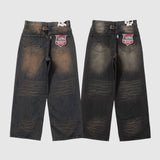 Grunge studs wide denim