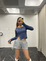 rib shoulder long tee