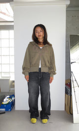 heart logo damage zip hoodie