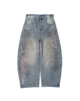 Sakura Embroidered Slub Denim Buggy Pants