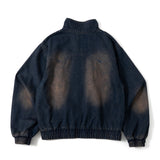 stand neck over dye denim blouson