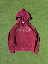 yung logo studs waffle zip hoodie