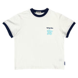 writing flower ringer logo tee