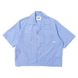 Striped open collar shirt