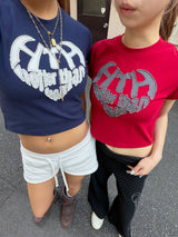 HEART LOGO APPLIQUÉ CROPPED TEE