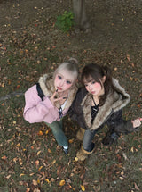 毛絨絨連帽羽絨夾克