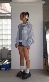 heart logo damage zip hoodie