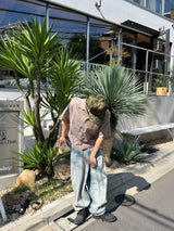 Striped open collar shirt