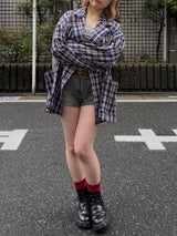 チェック柄のテーラードジャケット