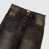 Grunge studs wide denim