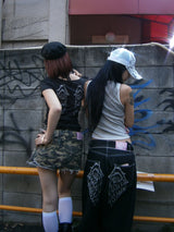 페더 로고 스터드 버기 데님 팬츠