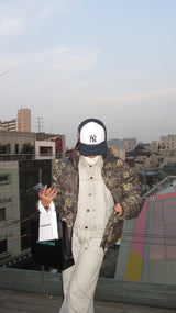 curve stitch denim blouson