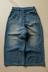 Vintage processed super wide baggy denim